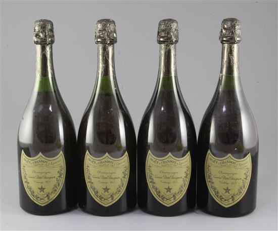 Four bottles of Dom Perignon 1971 Vintage Champagne.